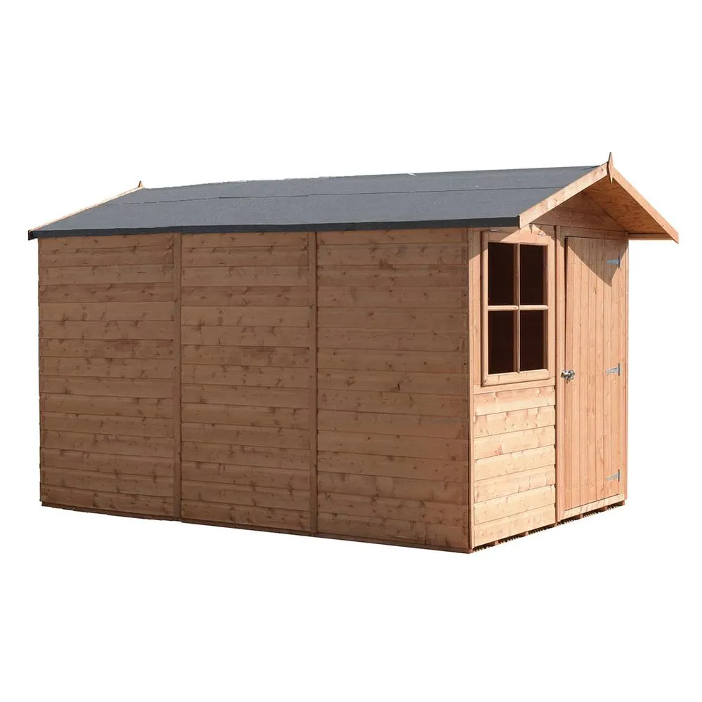 Shires Baracca 7 x 10 ft Dip Treated Shed Single Door with One Opening Window in Brown 2
