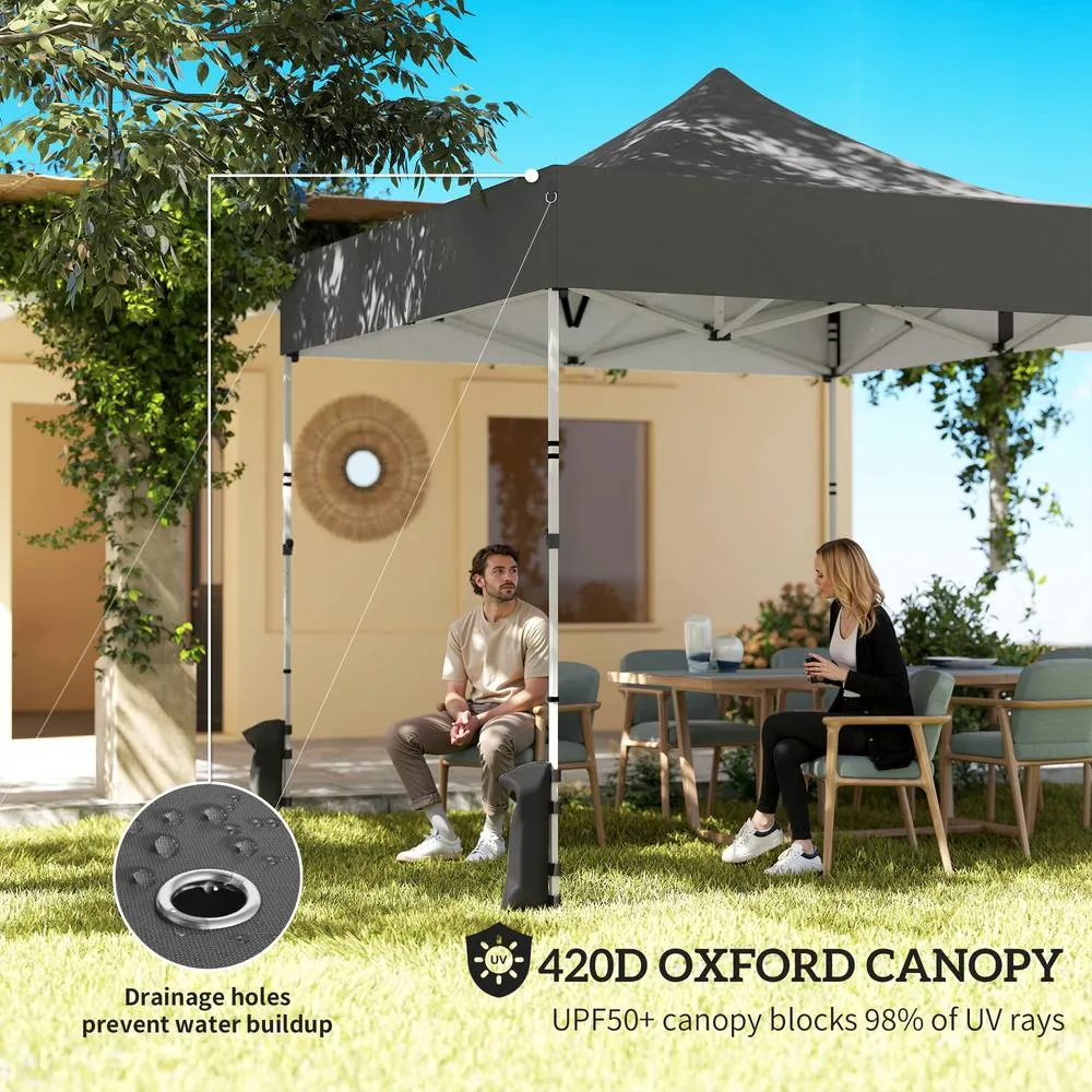 OUTSUNNY Heavy Duty Pop Up Gazebo with Sides, UPF50+ Marquee Gazebo in Grey 5