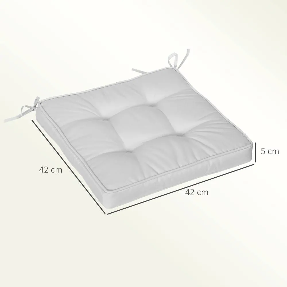 OUTSUNNY 42 x 42cm Replacement Garden Seat Cushion Pad with Ties, Light Grey 3