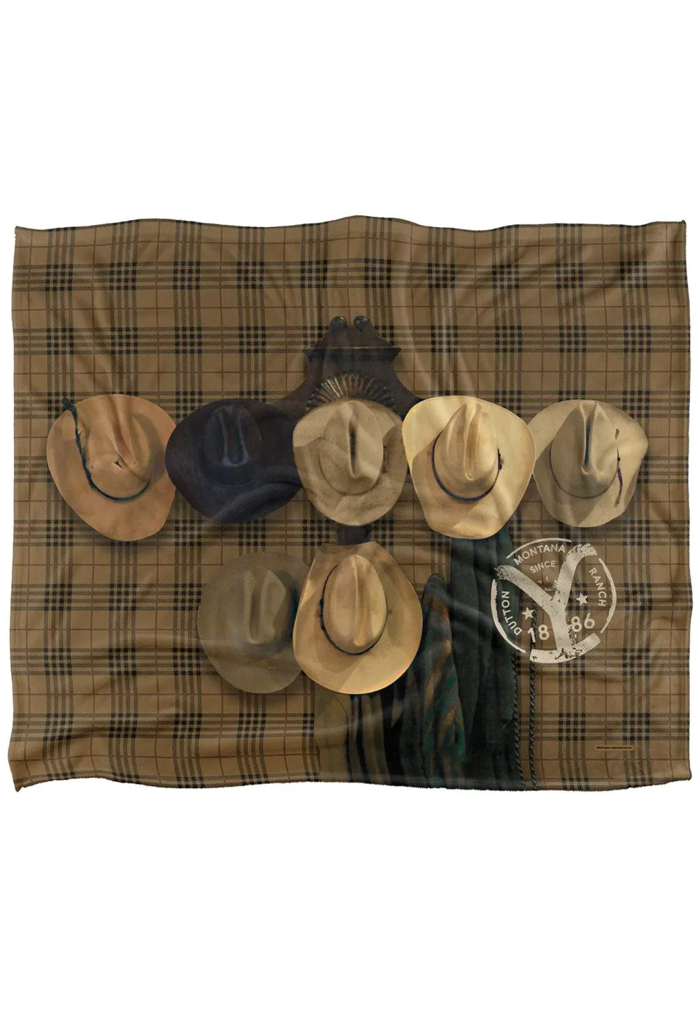 Yellowstone Hats Off-Silky Touch Super Soft Throw Blanket 152 X 127 cm in White