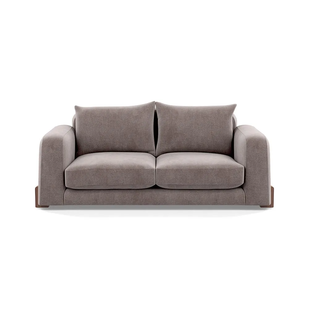 Heal's Nuvola 3 Seater Sofa Smart Luxe Velvet Mushroom Walnut Stained Feet 1