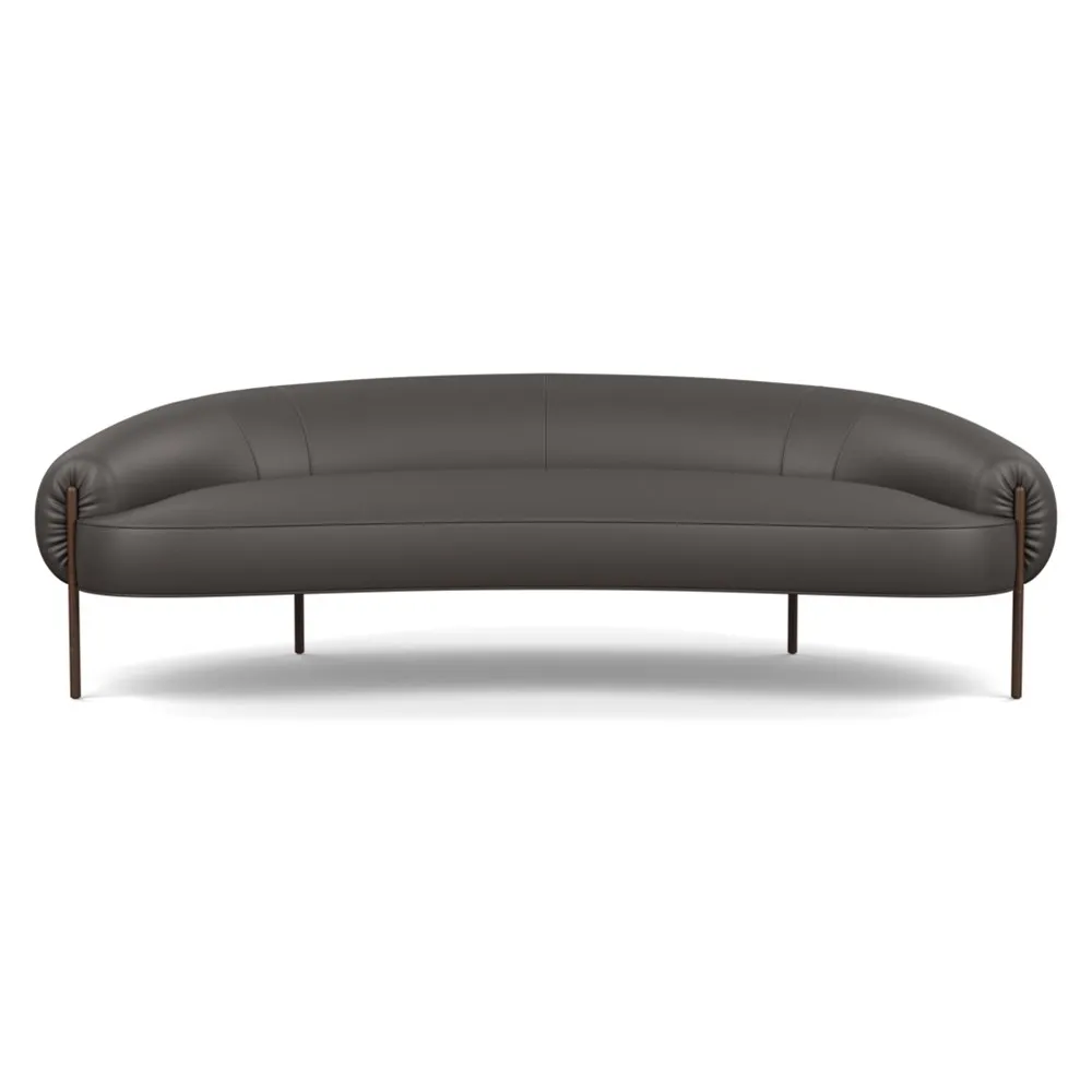 Heal's Isola 3 Seater Sofa Leather Hide Grey 7177 Bronze Feet