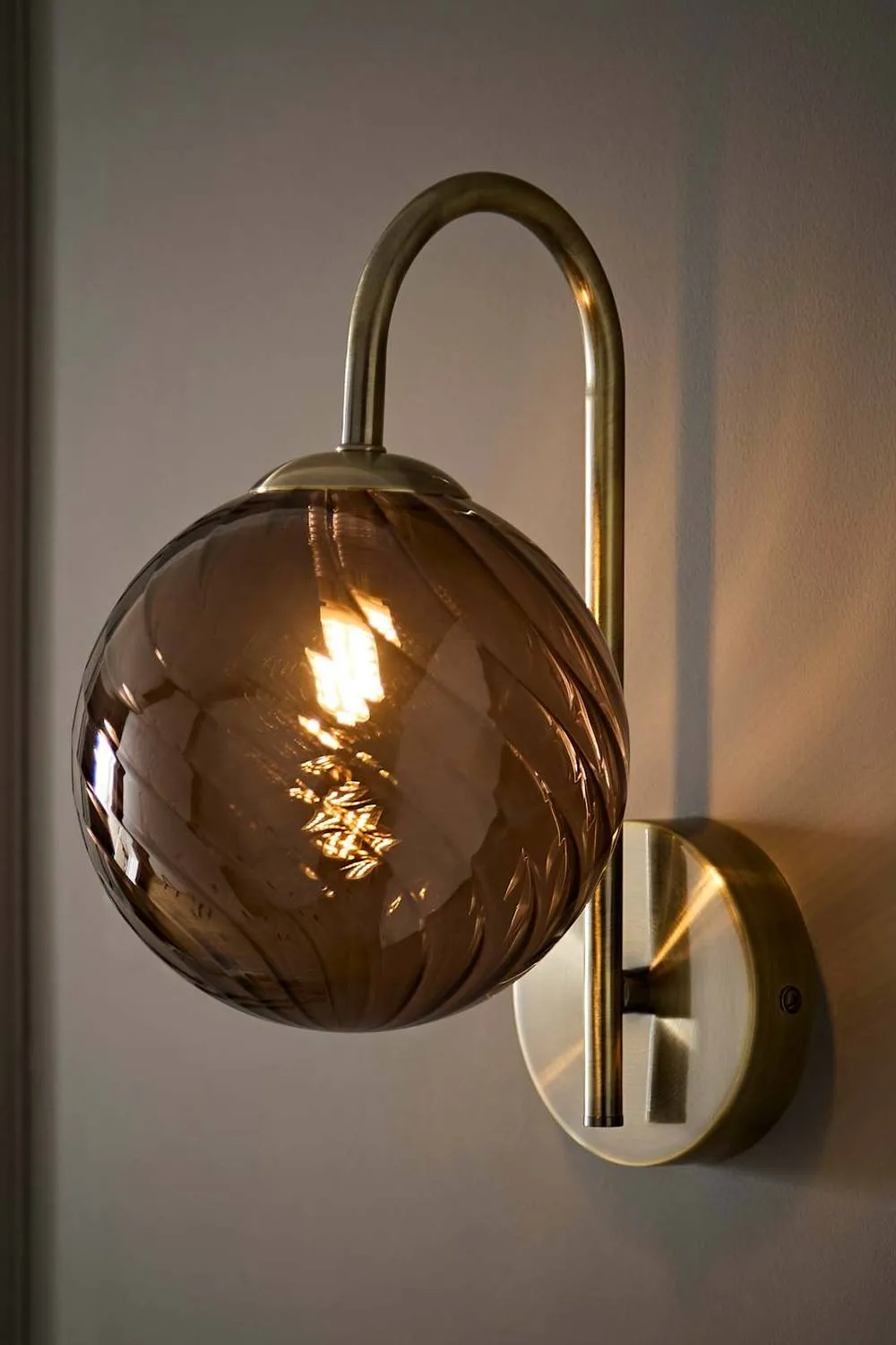 ValueLights Sydney Pair Glass Swirl Shades Metal Wall Light Fittings in Bronze 2