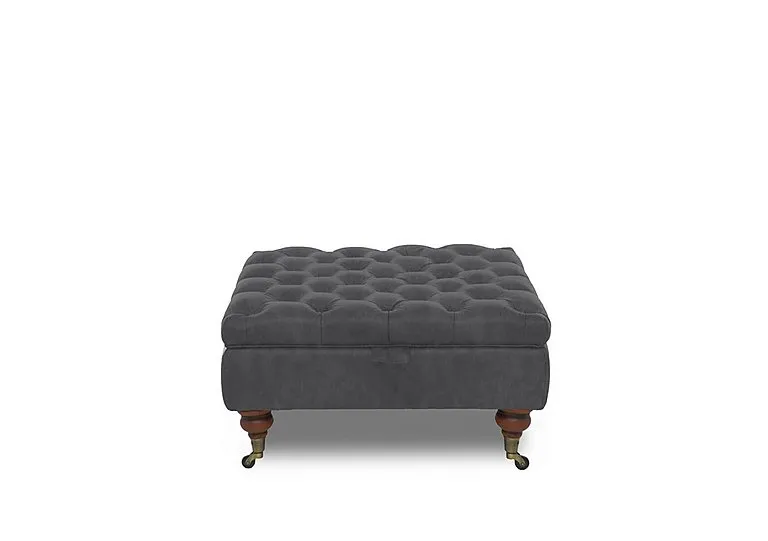 Columbus Fabric Large Storage Footstool with Castors - Manhattan Charcoal