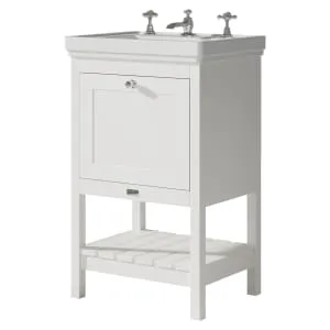 Bayswater Hartleigh Pointing White Traditional Freestanding Vanity Unit & 3 Tap Hole White Recessed Basin - 500mm 2