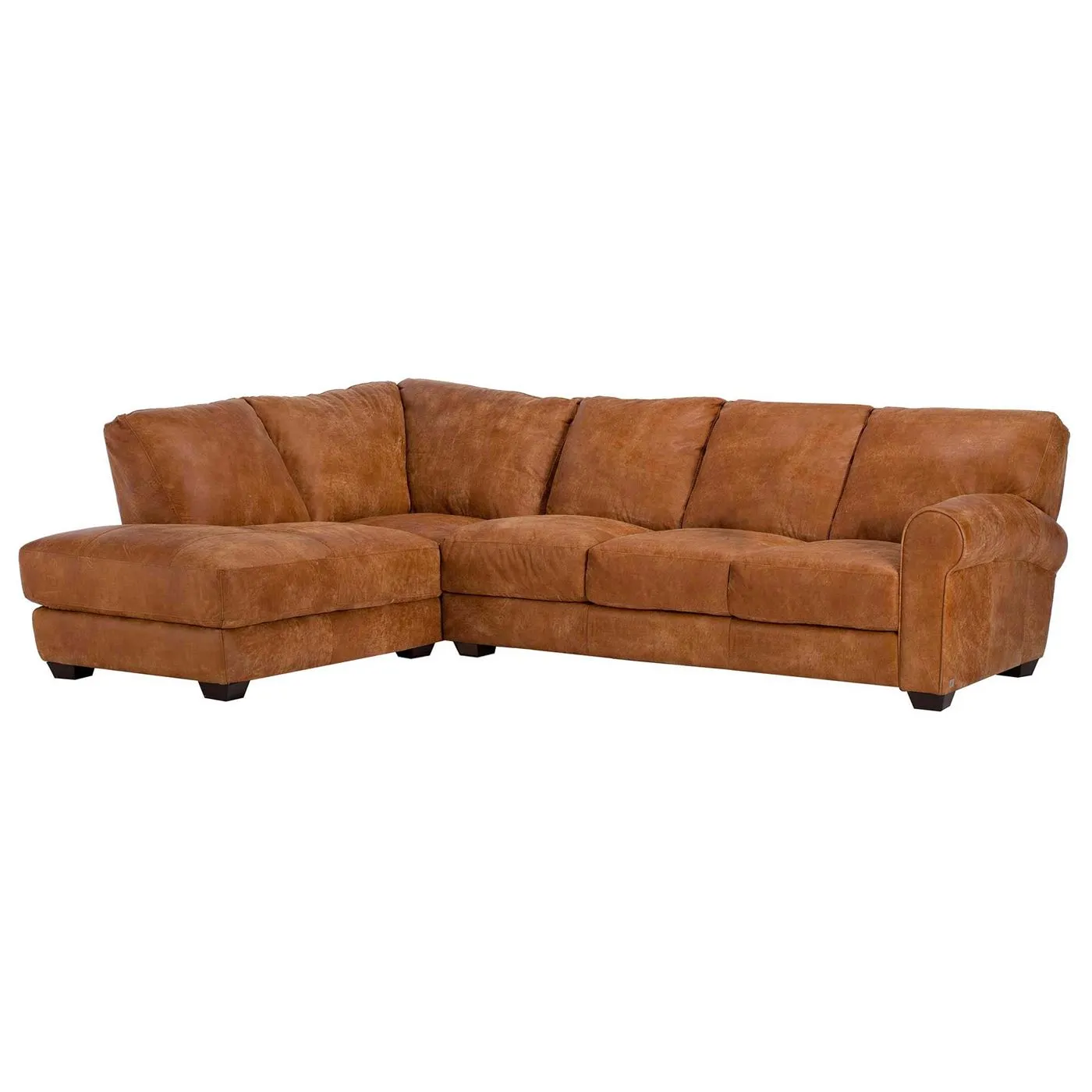 New Houston Large Left Hand Facing Leather Chaise Sofa, Hewlett Ranch