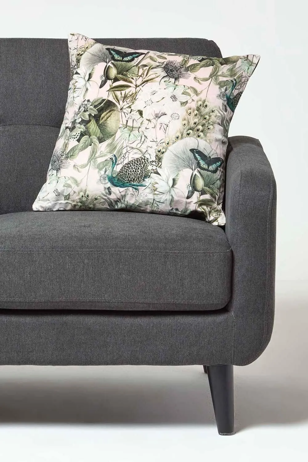 Homescapes Floral Butterfly Garden Grey Cushion 46 x 46 cm in Pink 3