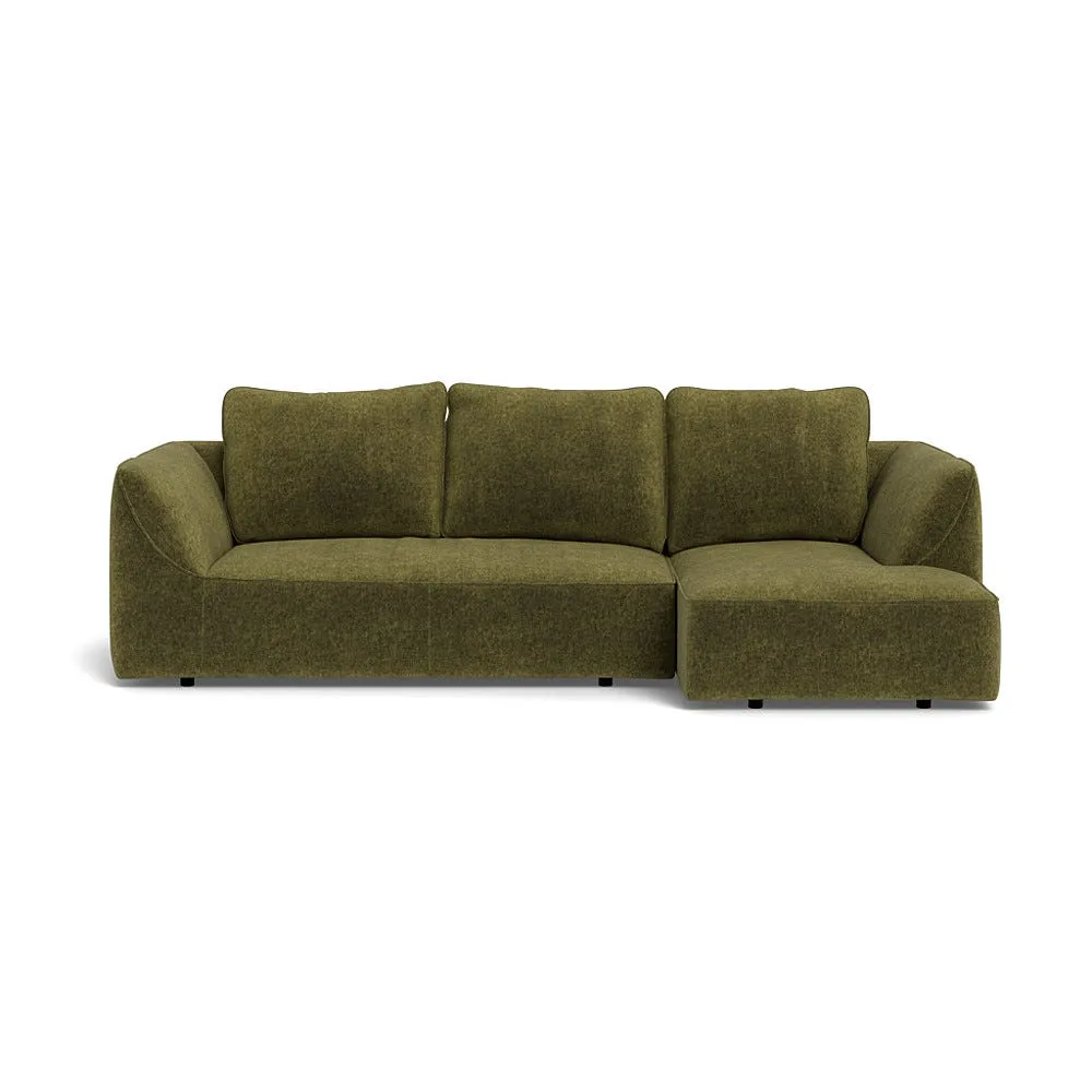 Heal's Morven Right Hand Facing Corner Chaise Sofa Boucle Velvet Wilder Black Feet 1