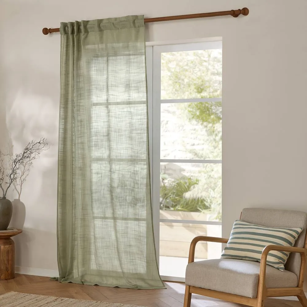 Yard Cirrus Sheer Tab Top Curtain Panel in Pale Green 2