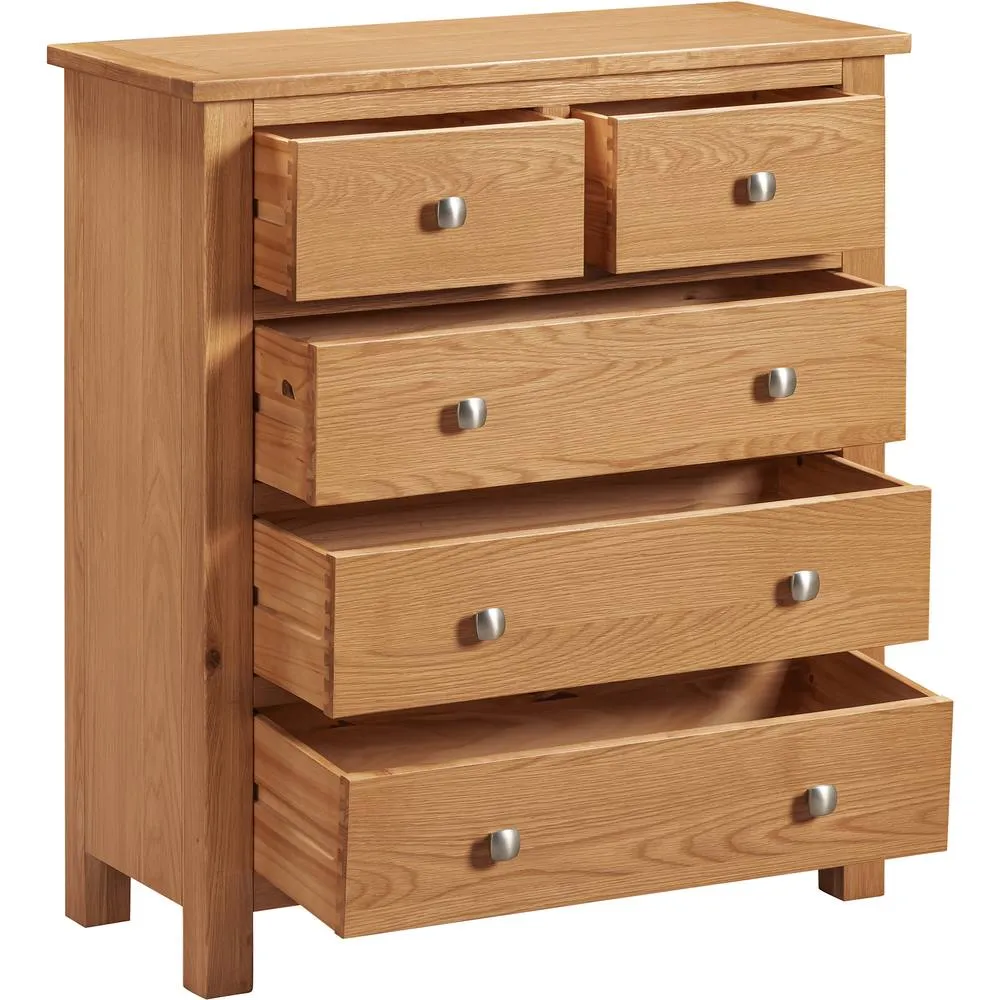 Seconique Cambridge 3+2 Drawer Chest - Honey (Fully assembled) in Light Brown 4