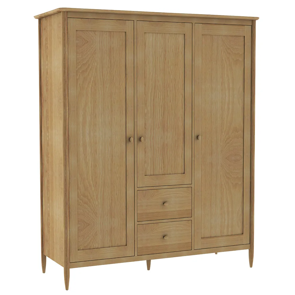 Ercol Teramo 3 Door Wardrobe, Brown Oak | Barker & Stonehouse 4