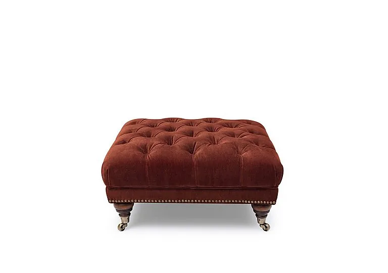 Shackleton Fabric Square Footstool with Castors - Tawny