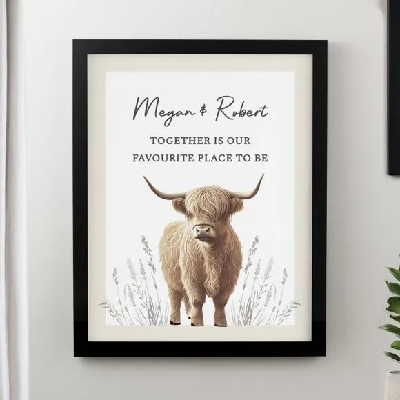 Personalised Highland Cow Poster Frame 1