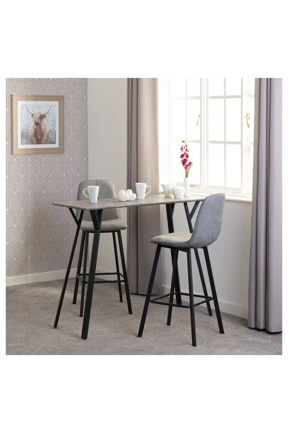 Seconique Quebec Bar Table Set in Dark Grey