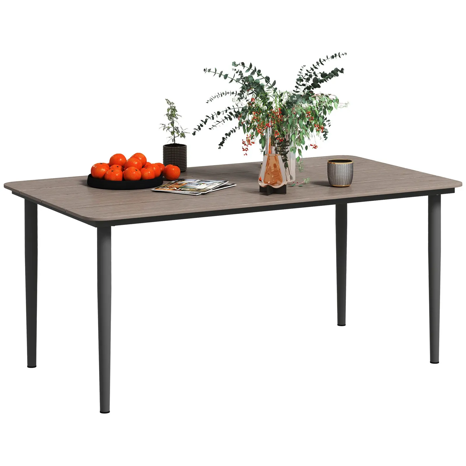OUTSUNNY Garden Table with Rust Resistant Metal Frame in Dark Grey 2