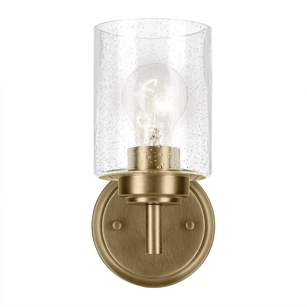 Netlighting Kichler Winslow Wall Lamp Classic Natural Brass Glass Shade 1x E27 in Gold 5