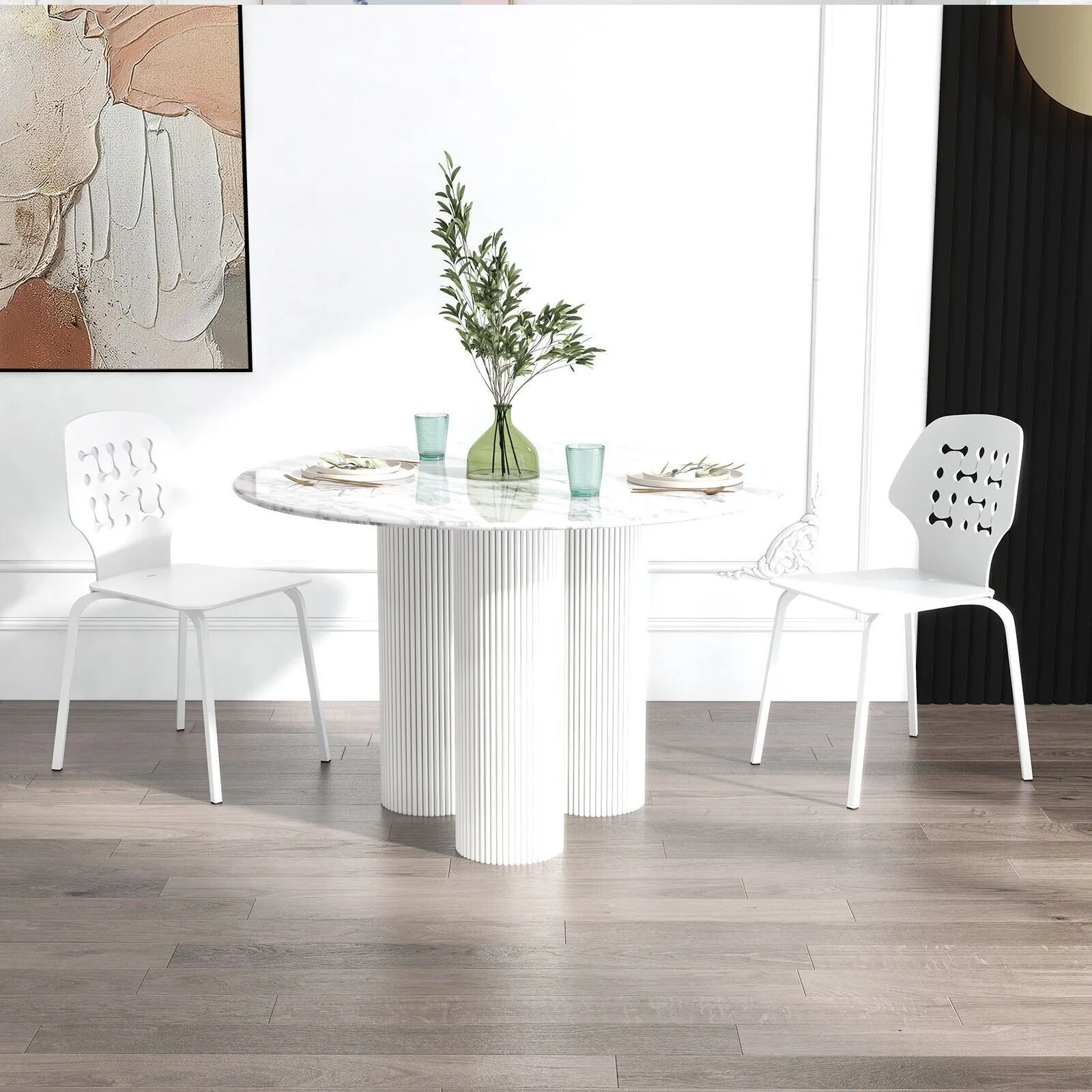 Costway Set of 4 Dining Chair Metal Kitchen Bar Chair Stool Armless Accent Side Chair in White 5