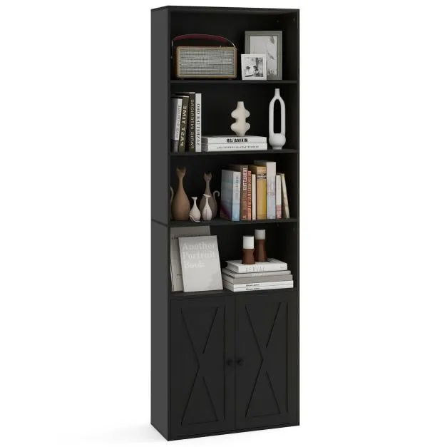 Costway 6-Tier Freestanding Bookcase Modern Bookshelf with Display Rack in Black