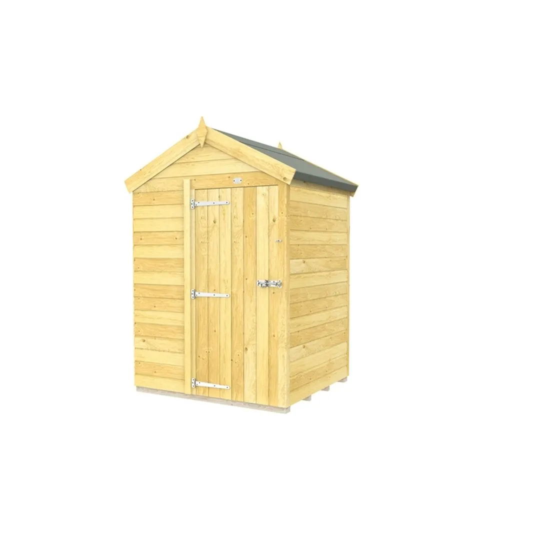 Buttercup Farm 5 x 4 Feet Apex Shed - Single Door W/O Windows - L127 x W147 x H217 cm in Brown