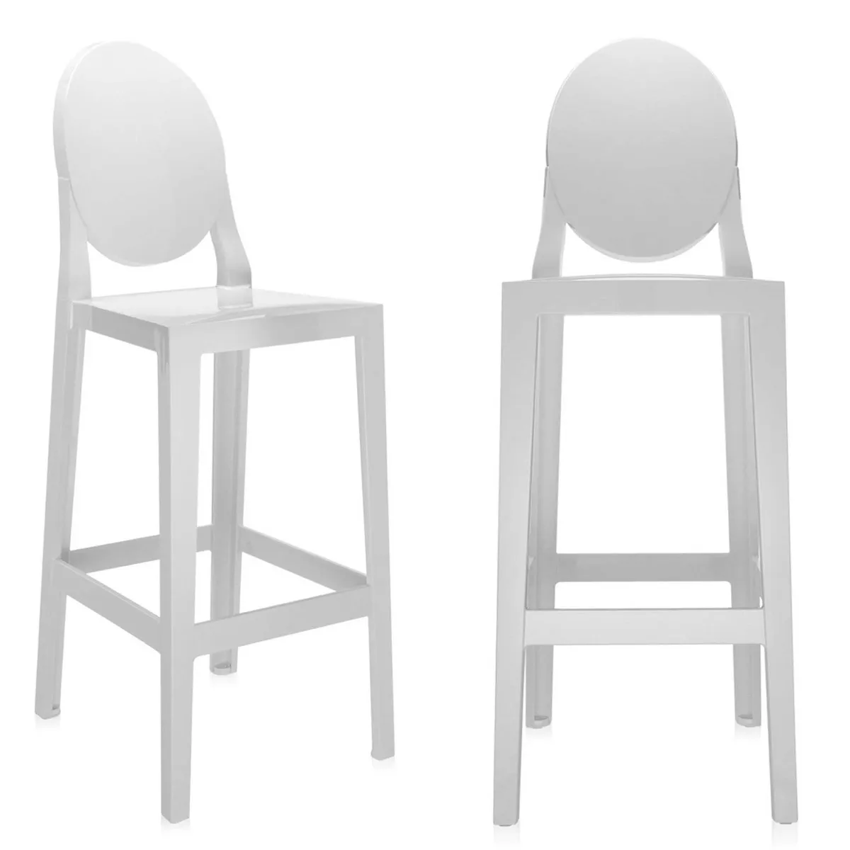 Pair of Kartell One More Bar Stools, White
