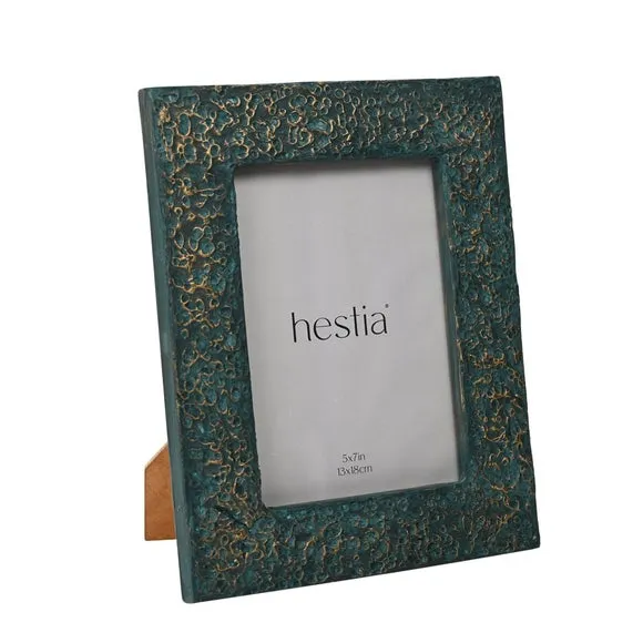 Hestia Teal & Imprinted Gold Photo Frame 1
