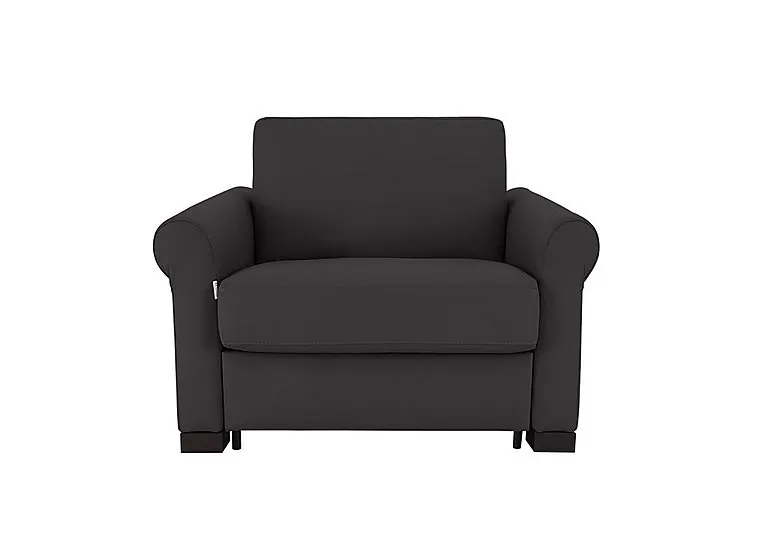 Alcova Leather Chair Sofa Bed with Scroll Arms - Botero Nero