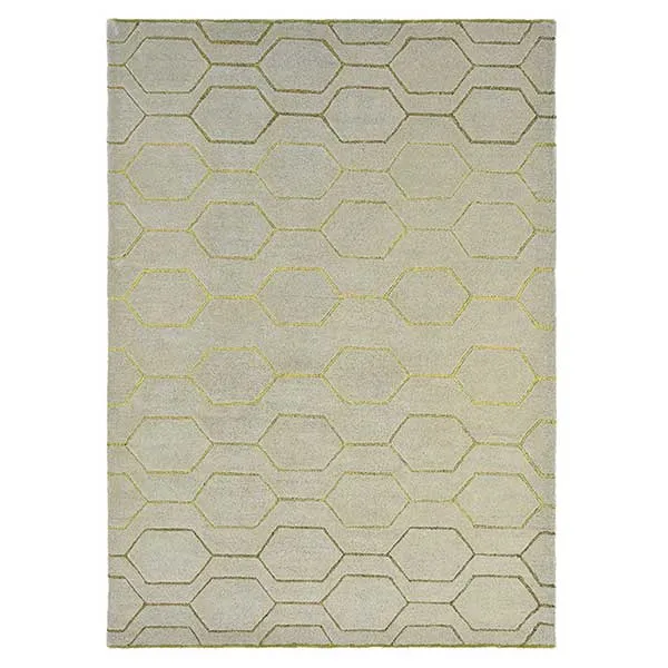 Arris Grey Rug - With Geometric Pattern - Made From Wool And Viscose - 120 x 180cm