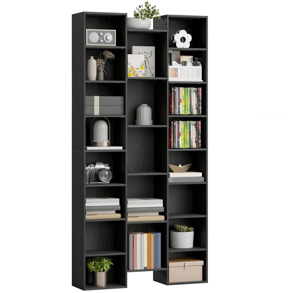 HOMCOM Tall Bookshelf with 21 Compartments & 10 Adjustable Shelves in Black 2