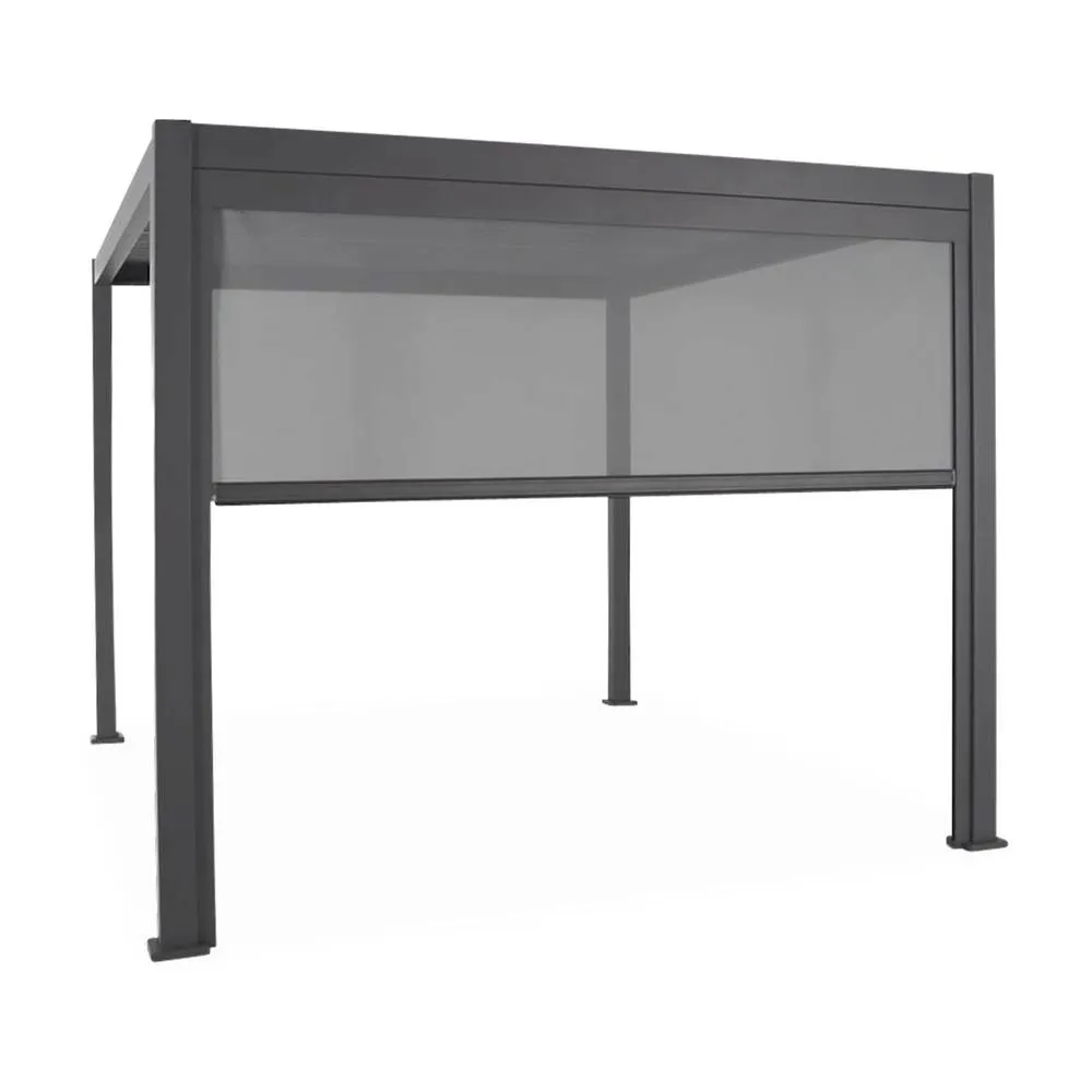 sweeek Louvered pergola aluminium 4 x 3m & 3m blind in Dark Grey 1