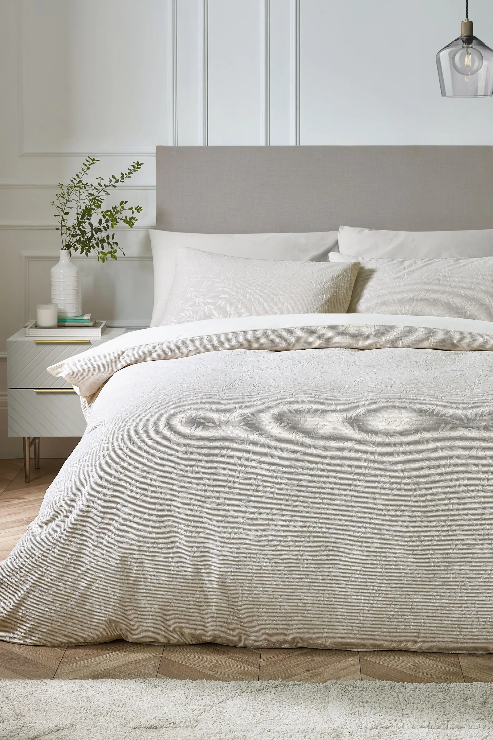 Catherine Lansfield 'Corded Leaves' Duvet Cover Set in Gold