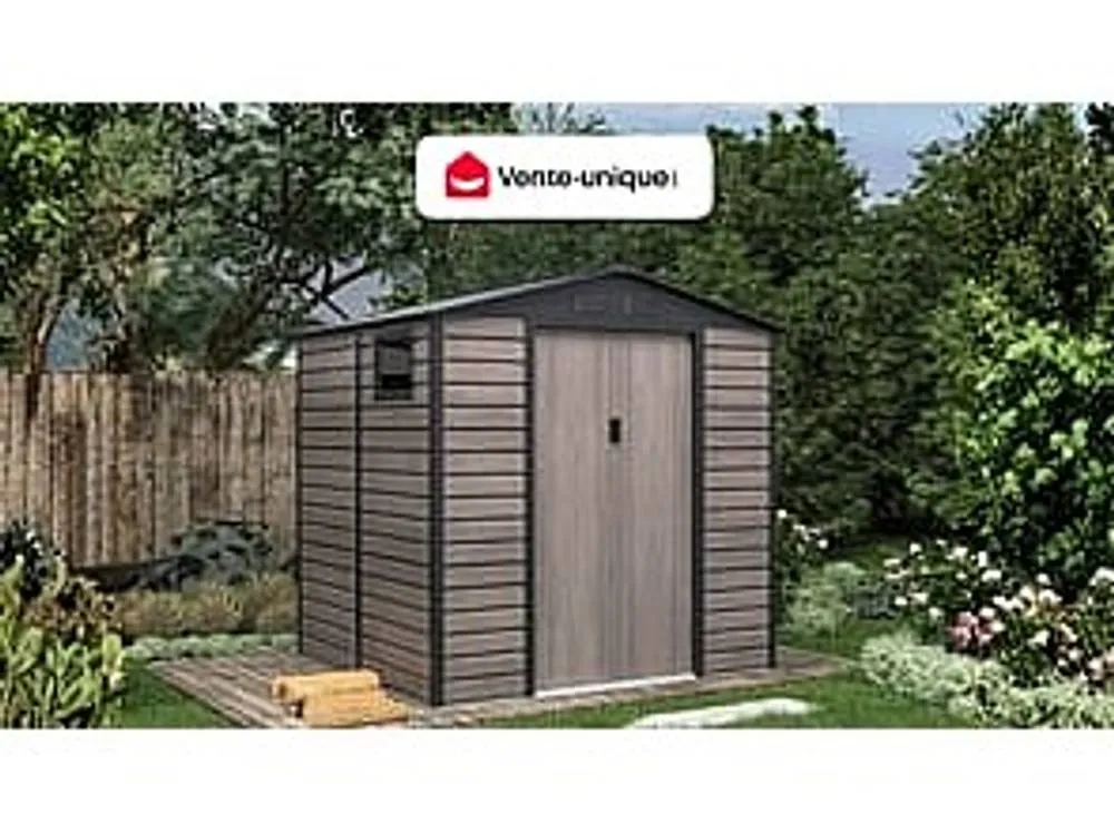 Vente-unique Galvanised Steel Garden Shed - Grey Wood Effect - 4.15 M² - ADELMO 4