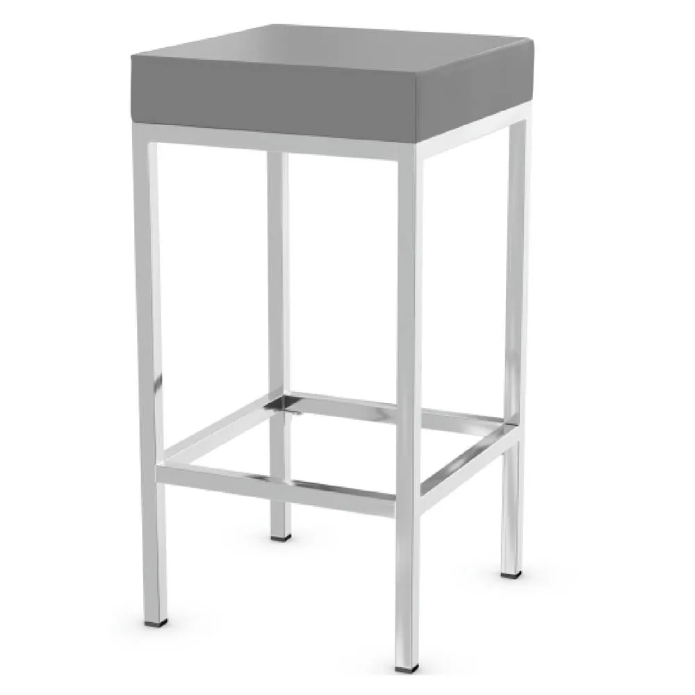 netfurniture Ernest Grey Padded Kitchen Bar Stool Chrome Frame Cube Fixed Height 5