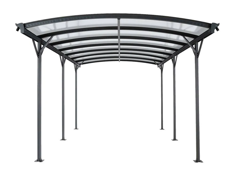 Vente-unique Freestanding Single Aluminium Carport Pergola - 1 Car - 15.15 M² in Dark Grey 5