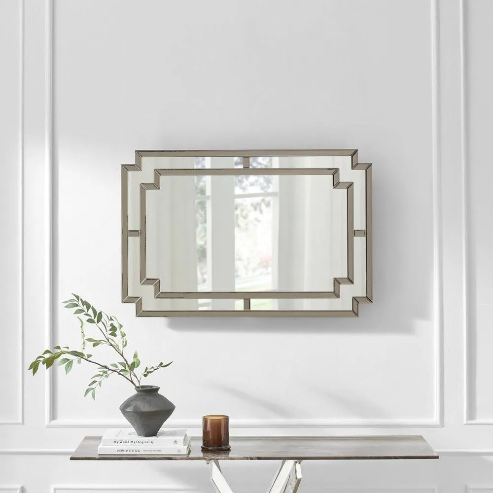FurnitureboxUK Opaline Grey Deco Style Rectangle Wall Mirror 4