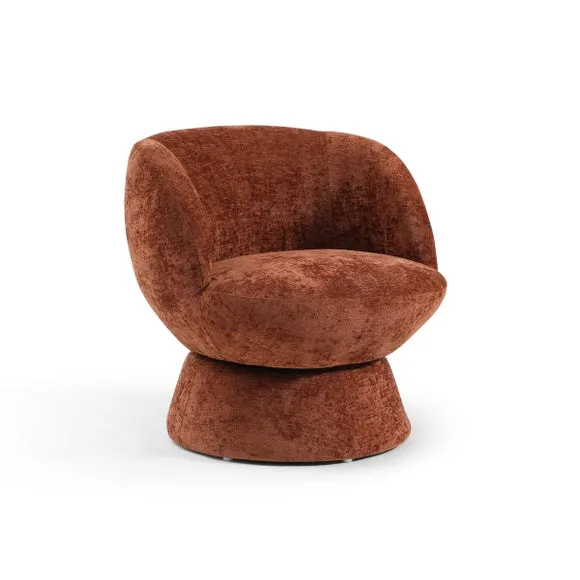 Tulip Chenille Curved Swivel Accent Chair 5