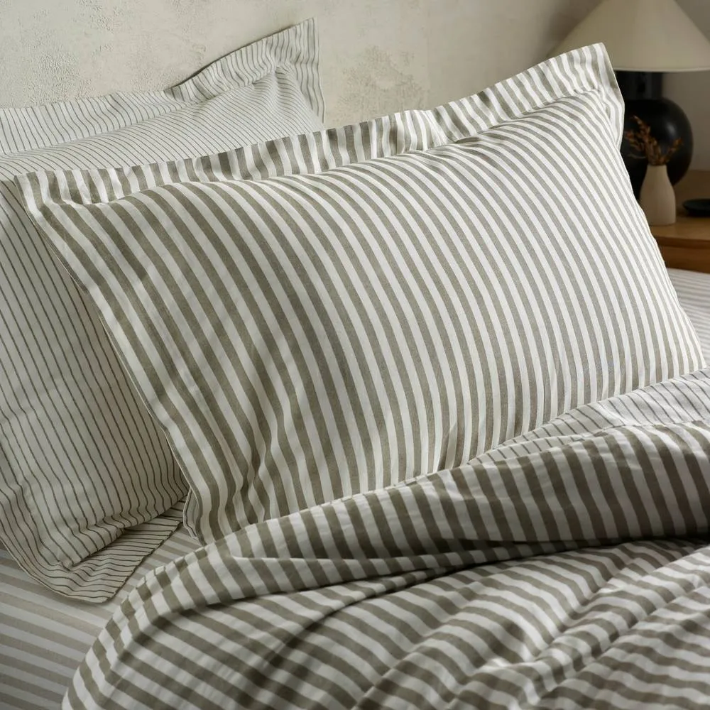 Yard Hebden Striped 100% Cotton Duvet Cover Set in Brown 3
