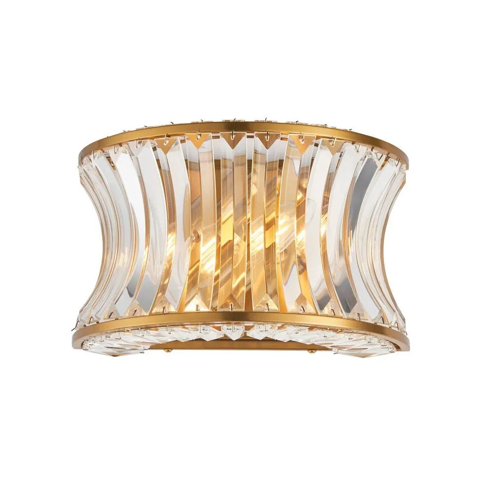 Netlighting Vittoria Wall Lamp Warm Brass Plate Crystal & Clear Glass in Yellow
