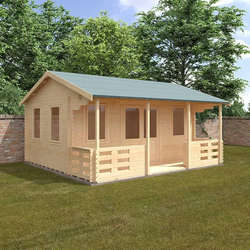 Buttercup Farm 18x16 The Addlington 44mm Cabin - L535 x W475 x H303.6 cm in Natural 2
