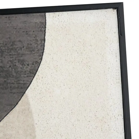 Monochrome Ovals Natural Framed Canvas 3