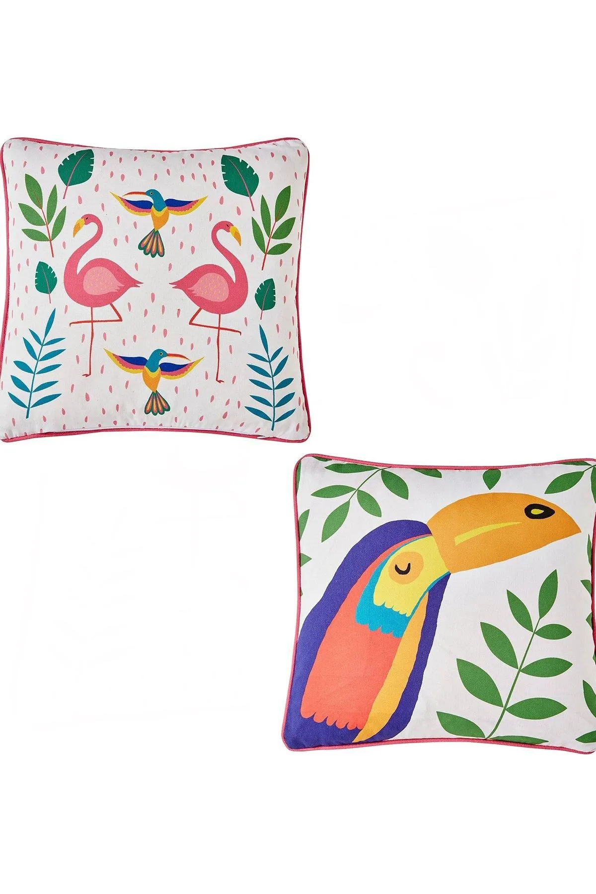 Fusion 'Tropical Flamingo' Outdoor Water & UV Resistant Garden Filled Bench Cushion in Pink 4