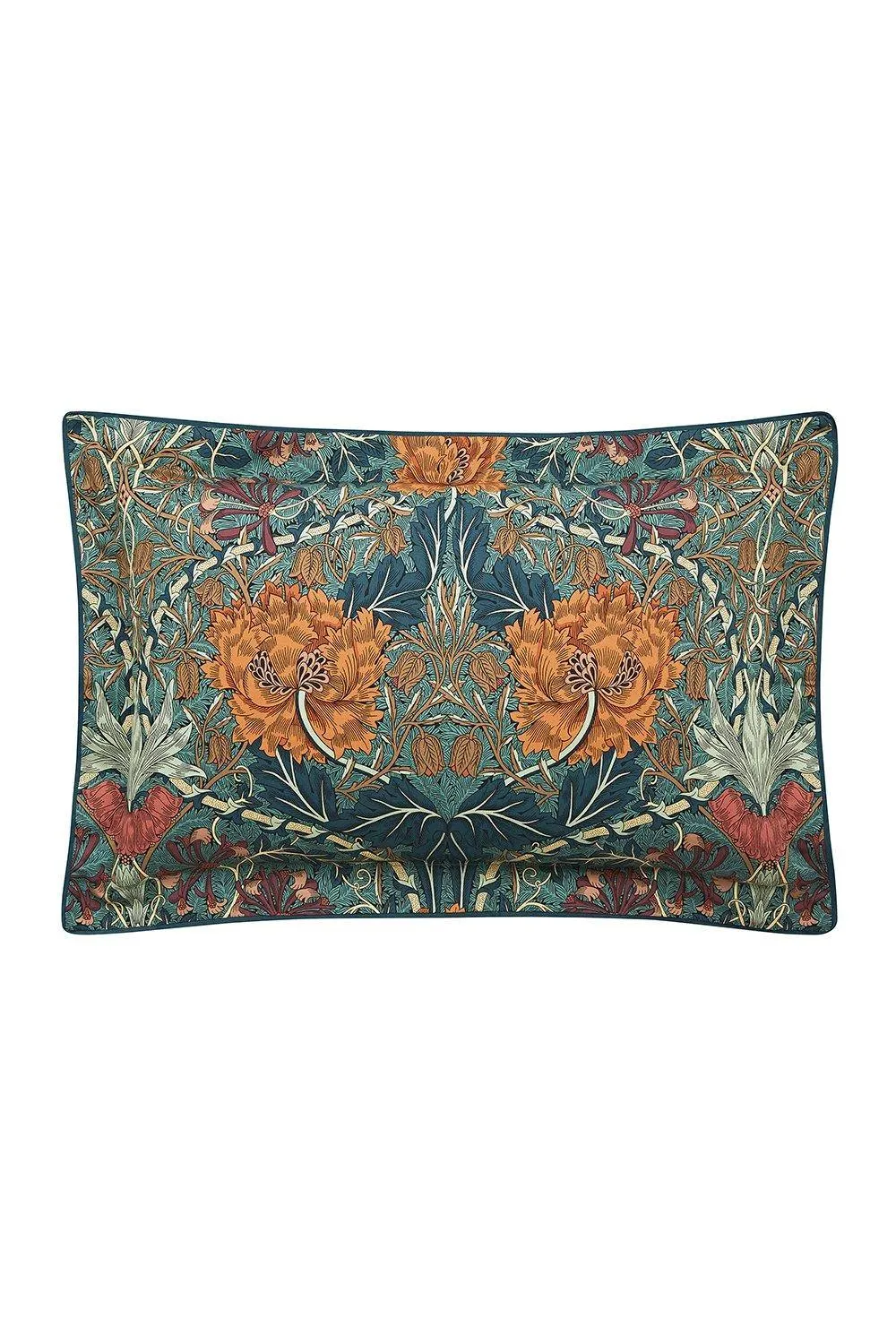 Morris & Co 'Honeysuckle & Tulip' Oxford Pillowcase in Teal
