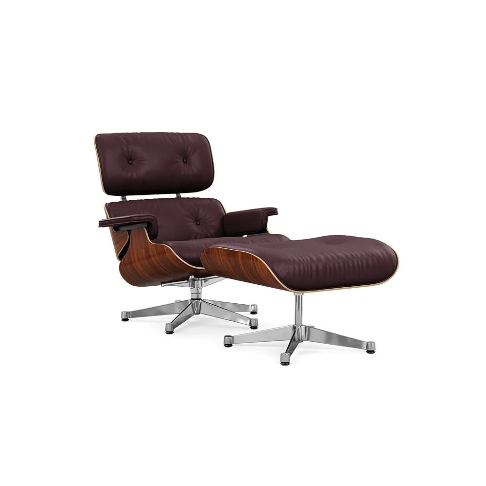 Vitra Eames Lounge Chair & Ottoman Santos Palisander Clas. L50 87 Plum Polished Base 05 1