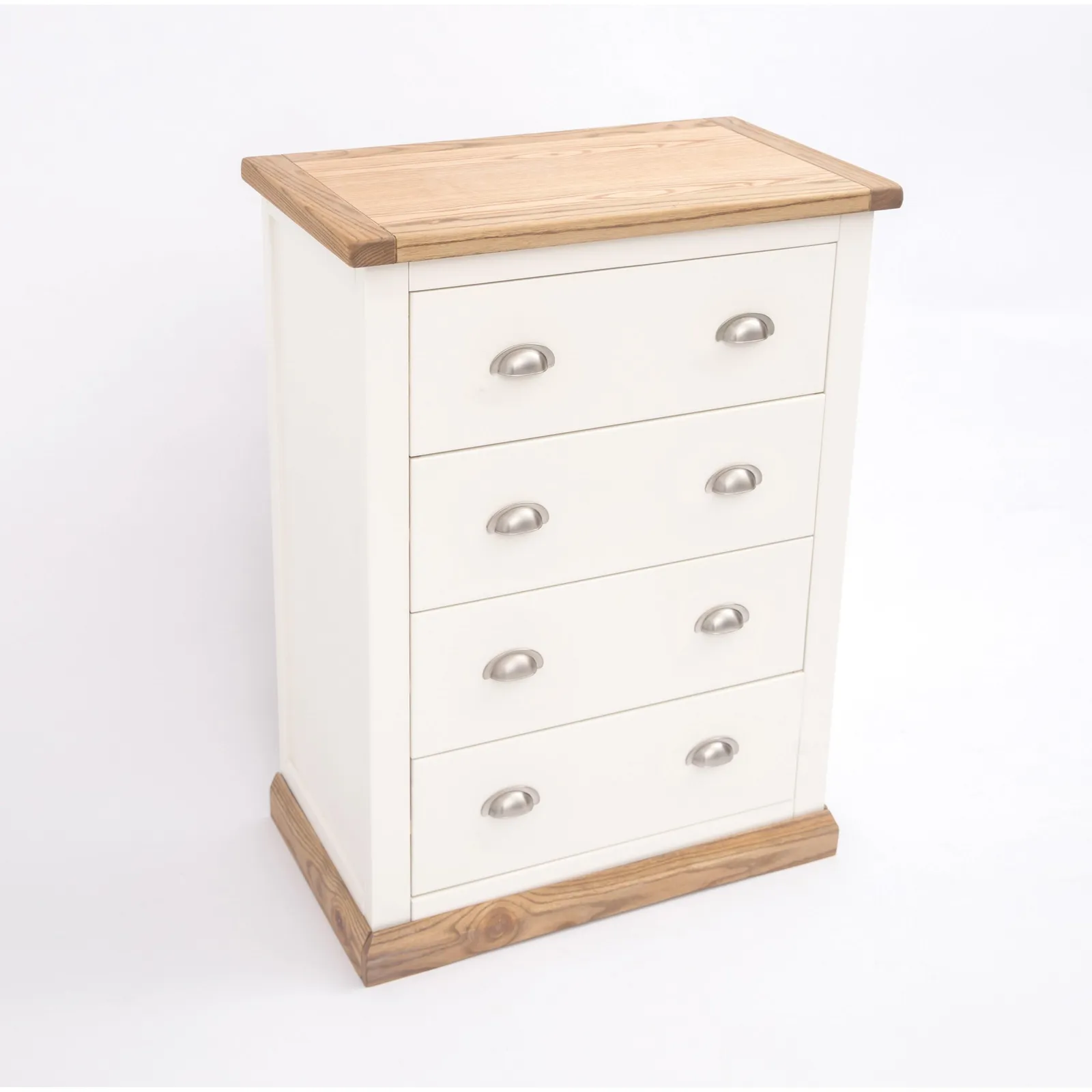 Cabinet Bits Tropea 4 Drawer Chest of Drawers Chrome Cup Handle in Off-White 3