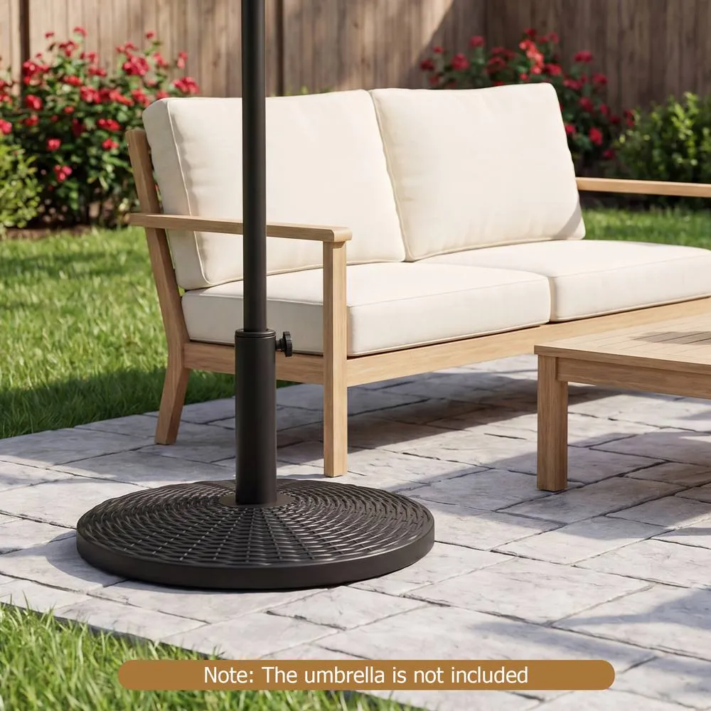 Costway Round Patio Umbrella Base HDPE Garden Umbrella Stand Fit 38-48mm Poles in Black