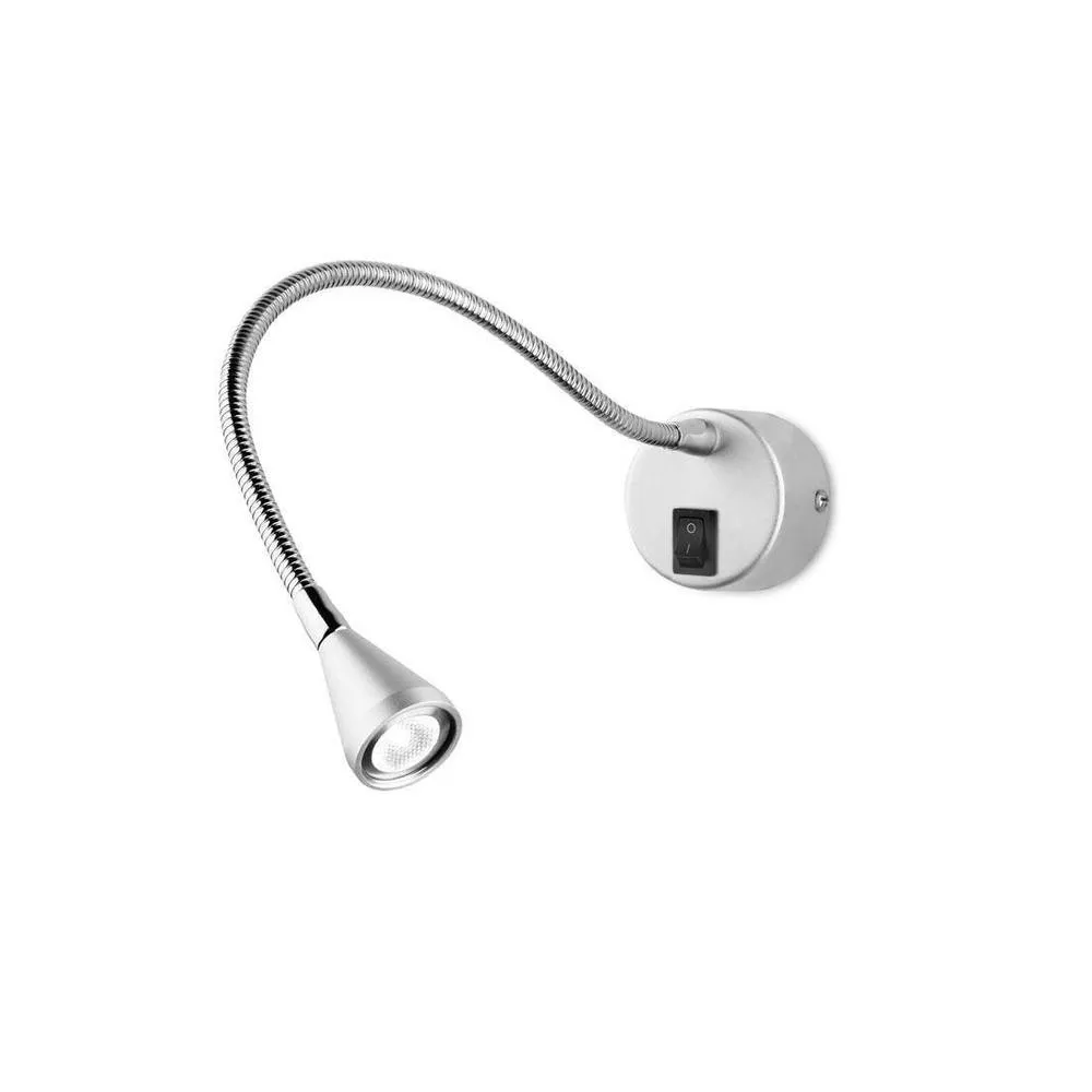 Netlighting Book LED Indoor Adjustable Wall Reading Light Chrome in Grey