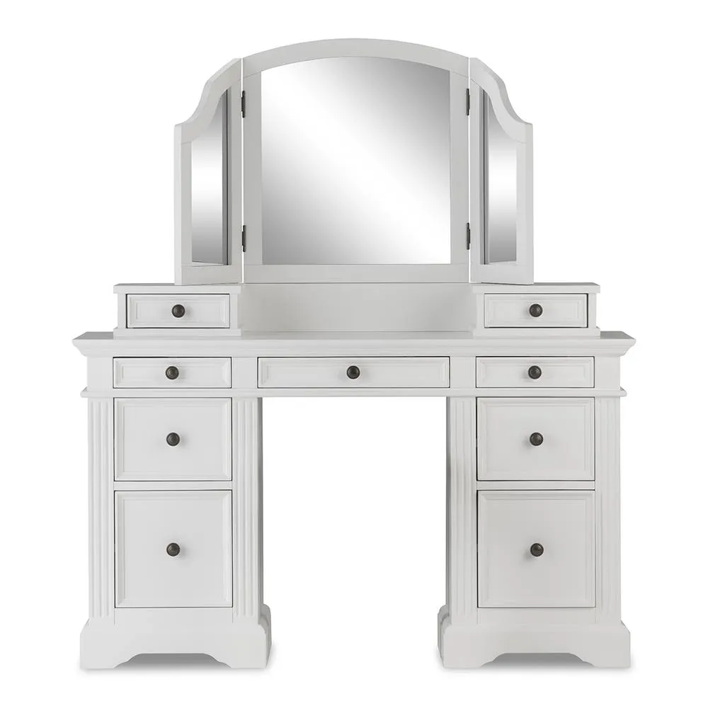 Statement Furniture Gainsborough White Dressing Table Set (Table, Top Drawers, Mirror) 6