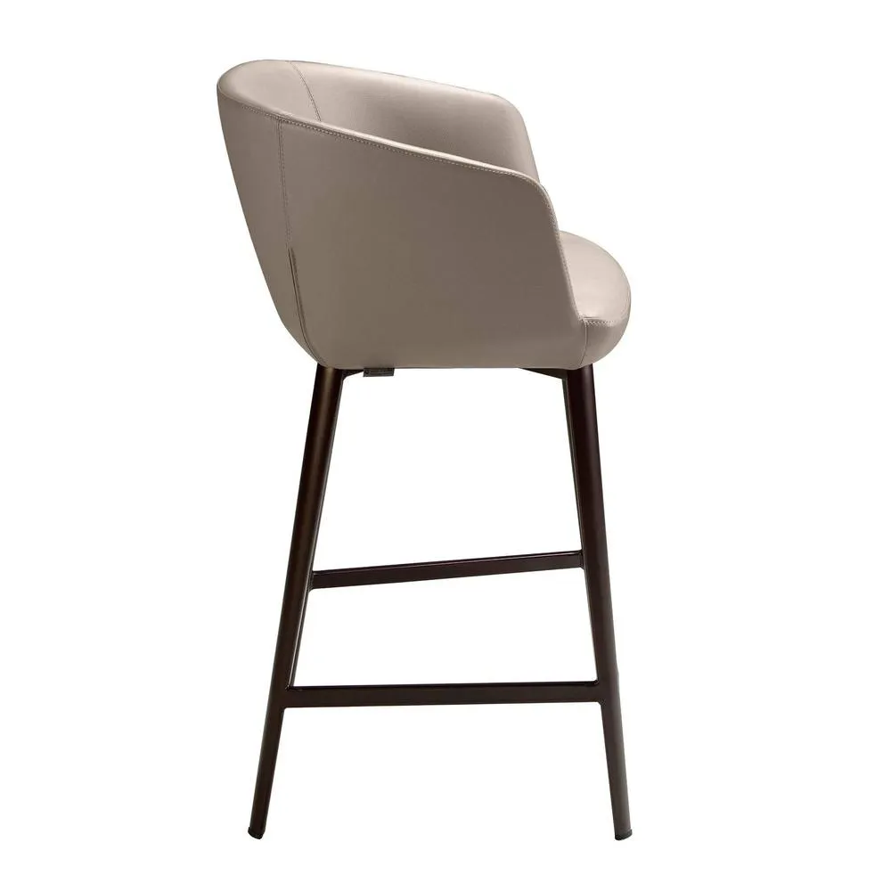 Angel Cerda Taupe Grey Leatherette Stool 56x53x91 cm, Brown Steel 6