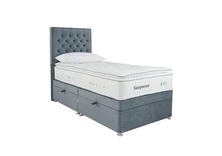 Natural Touch 3000 Pillowtop Side Ottoman Divan Set - Single - Joshua Blue