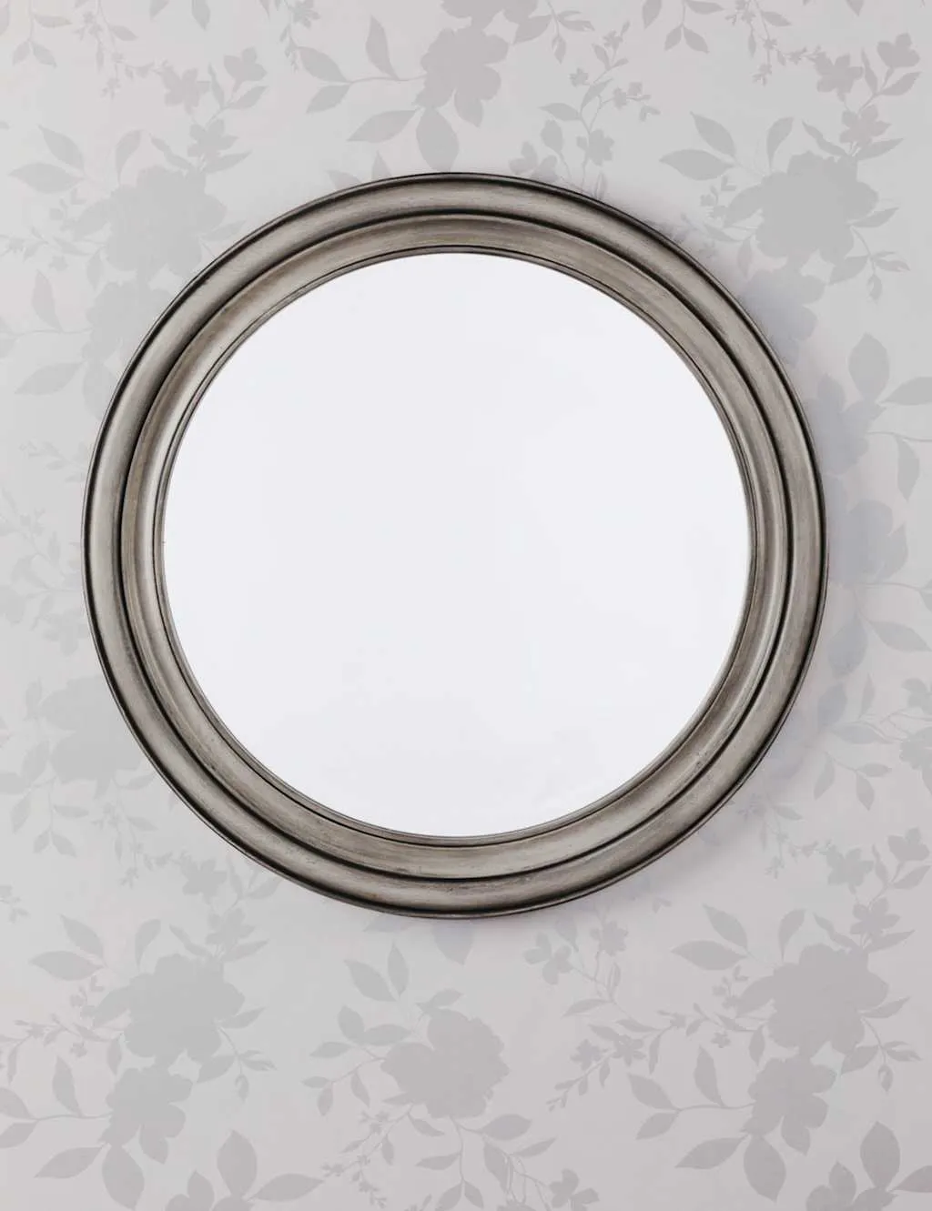 Laura Ashley Tate Wooden Round Wall Mirror Grey