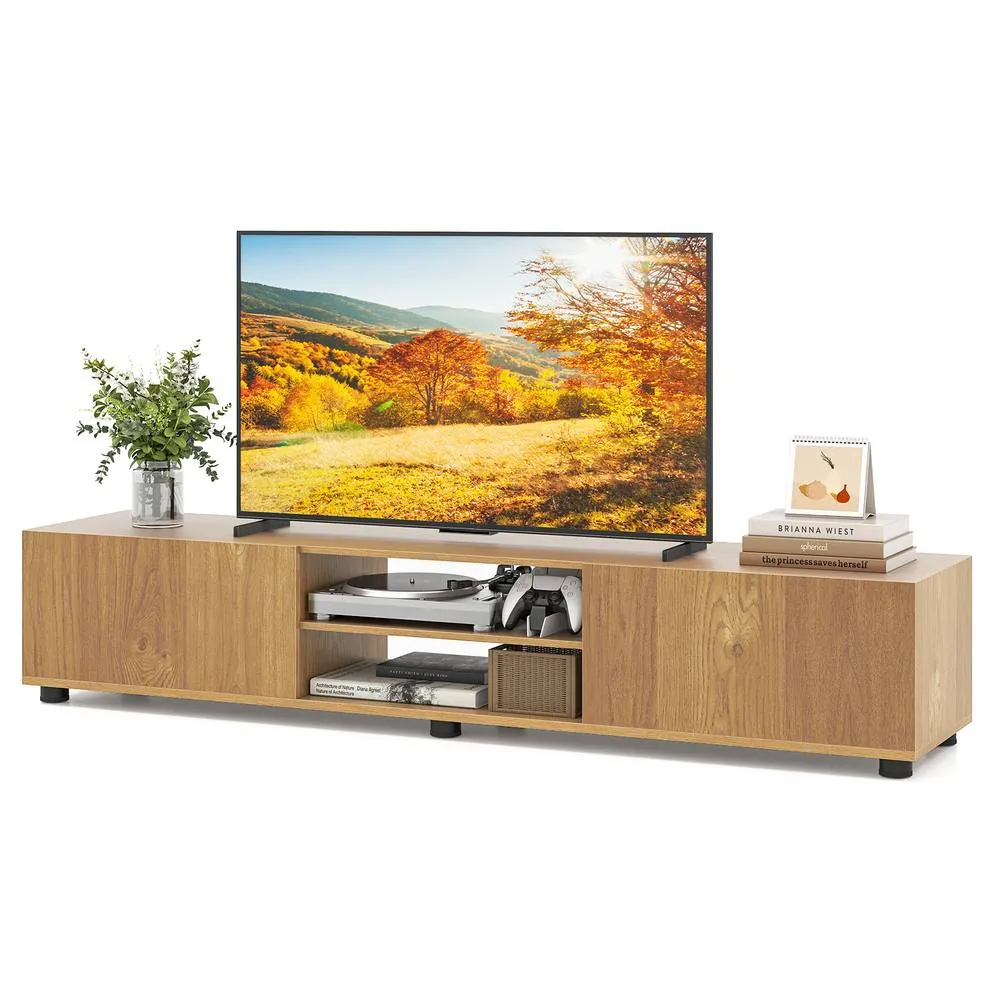 Costway TV Stand for TVs up to 70 Inch Brown/Natural/White in Natural 6